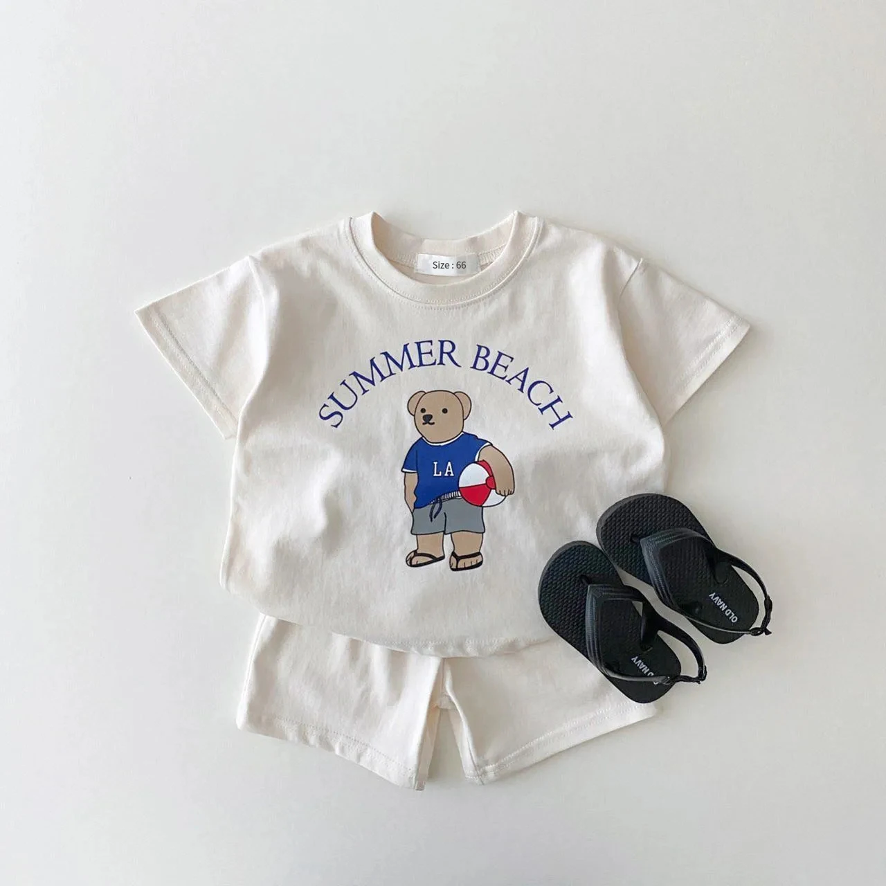 2023 Korea Baby Boy Clothing Set Toddler Kids Summer Clothes Cartoon Bear T-shirt+Shorts Two Piece Suit Newborn Boy Girl Outfits