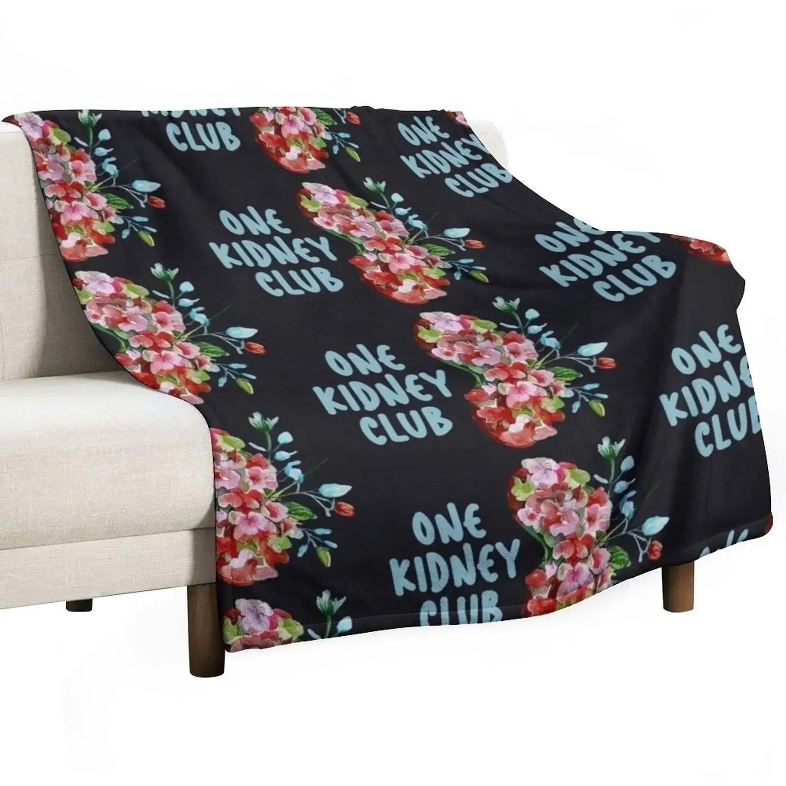 One Kidney Club - Floral kidney Artwork Throw Blanket sofa bed Bed Summer Beddings Blankets