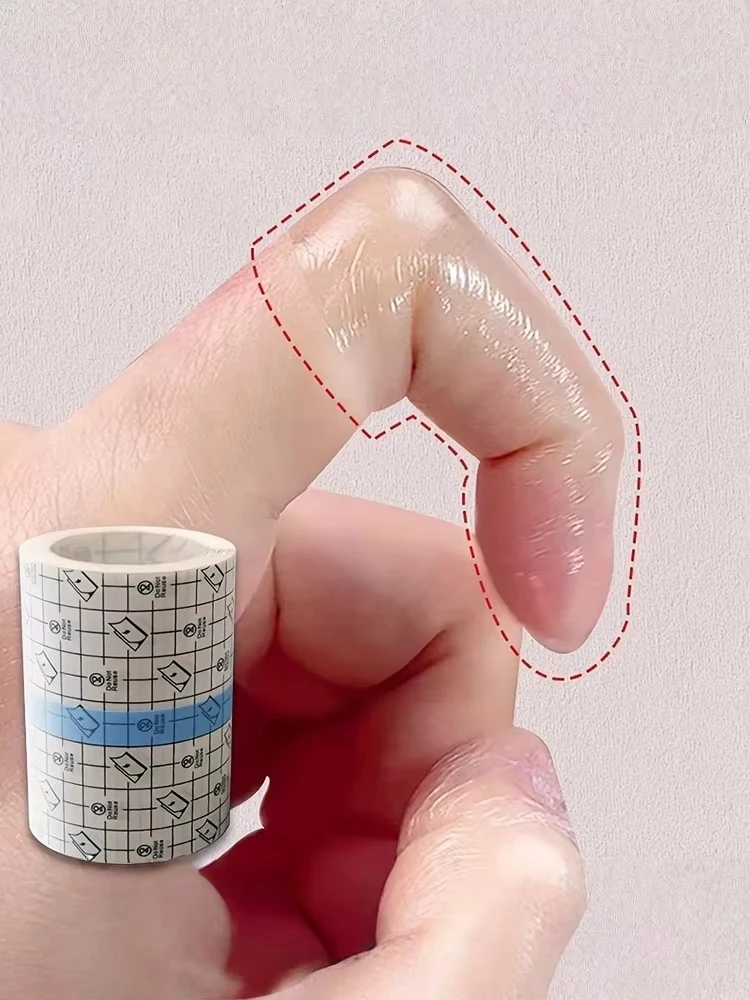 1 Roll Transparent Self-adhesive Tape Pu Material Bandage Portable Finger Protector Anti-friction Sticker For Bathing Daily Use