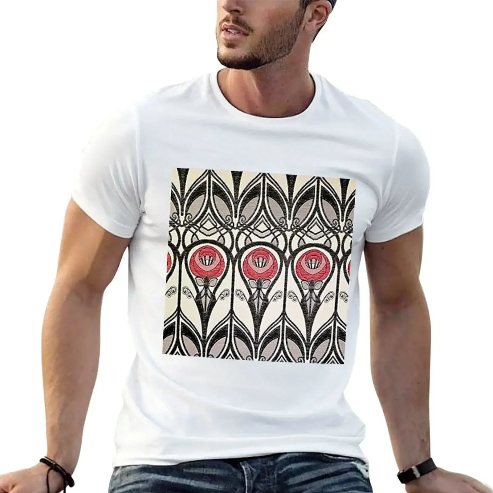 

Charles Rennie Mackintosh design T-Shirt quick-drying blacks mens graphic t-shirts hip hop
