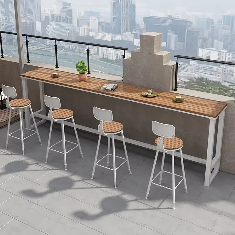 High-Anti-Corrosion Plastic Wooden Chair Leisure Long Table for Indoor Outdoor Use-for Courtyards Milk Shops Weddings