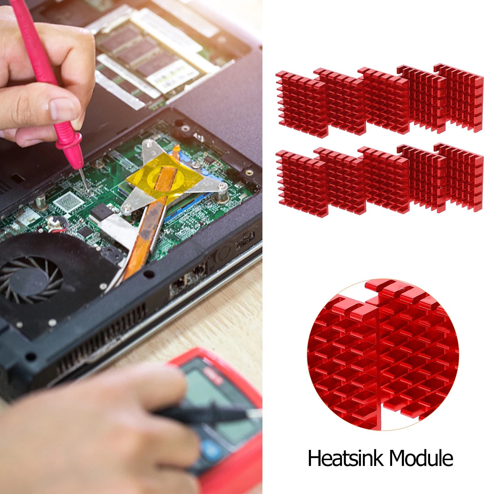 

10pcs Aluminum Heat Sink Radiator Cooling Fin For Cpu Led Gpu Ic Chip Efficient Thermal Dissipation Long Life Durable Computer
