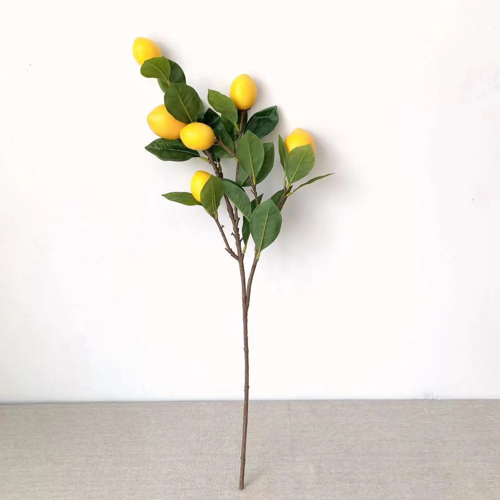 65cm Artificial Lemon Branch Yellow Lemon Long Branches Leaves Green Plant For Living Room Model Room Decoration