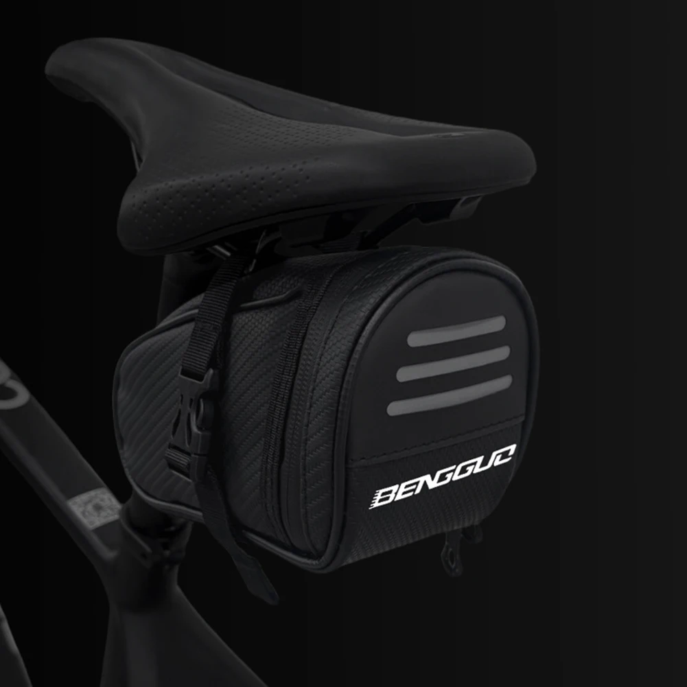 1L Portable Bike Tail Bag Waterproof Reflective Cycling Bag Large Capacity Bike Under Seat Pack for Outdoor Riding