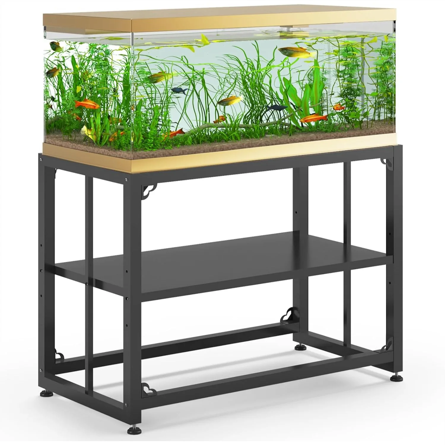 

Fish Tank Stand 40 Gallon, Metal Aquarium Stand 660LBS Capacity, Double-Layer Storage, Black