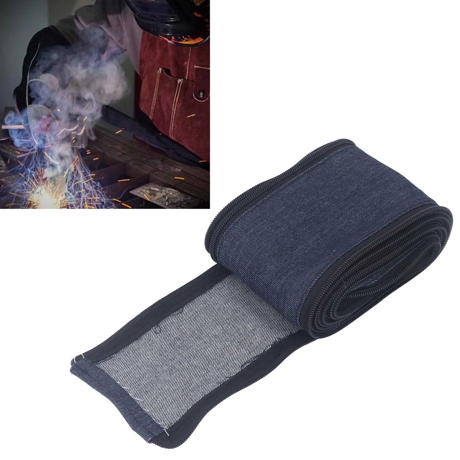 

5cmx4m Welding Torch Cable Cover Sleeve Zipper Type Denim Protective Sleeve TIG Welding Hose Cable Sheath