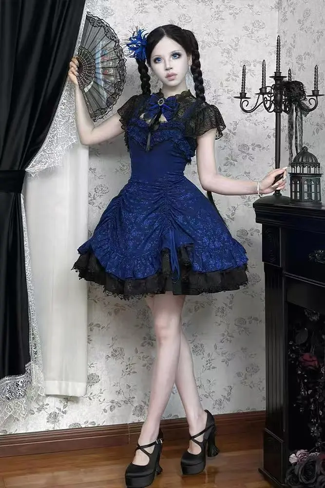 shadow-girl-japanese-subculture-sweet-cool-design-sleeveless-drawstring-dress-summer-new-gothic-mini-dress