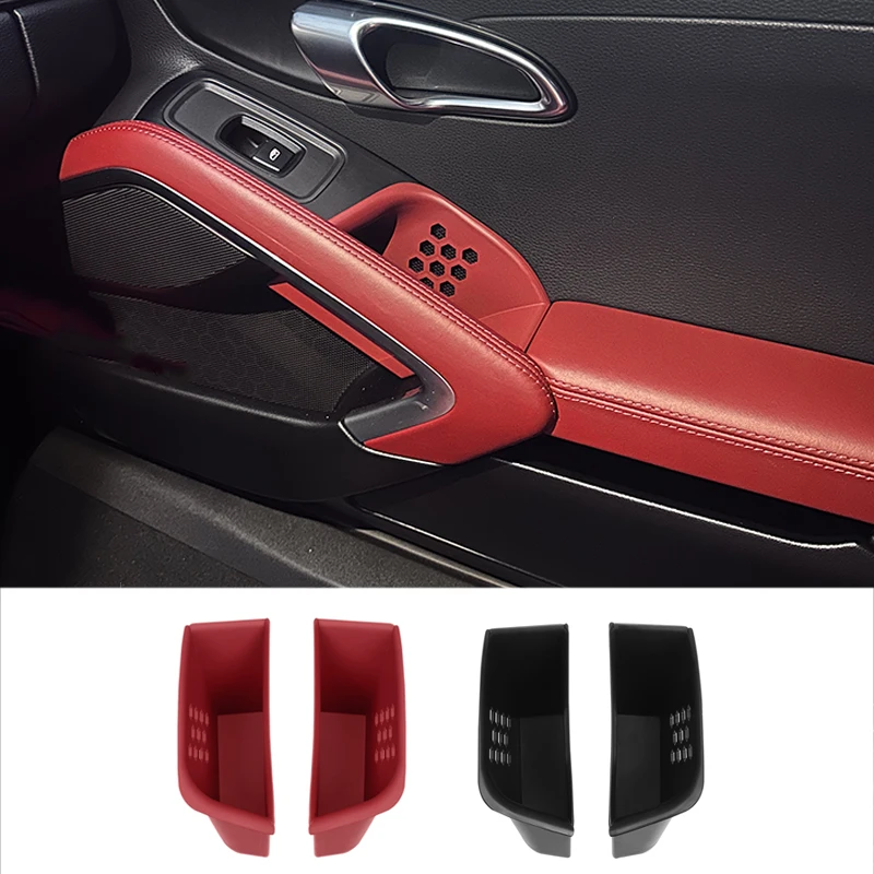 

Car Door Storage Box For Porsche 718 Boxster Cayman 982 2016-2023 Front Door Armrest Organizer Key Holder Interior Accessories