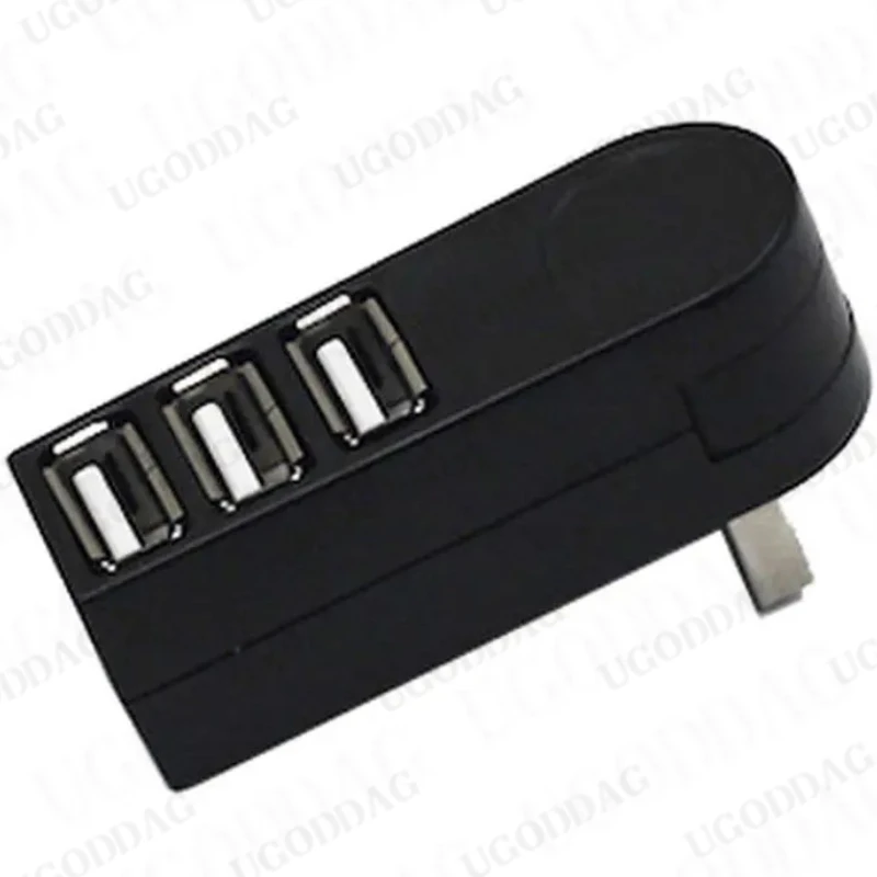 Universal Mini Rotatable 3 Port USB 2.0 Hub High Speed Data Transfer Splitter Box Adapter USB Expander For PC Laptop MacBook Pro