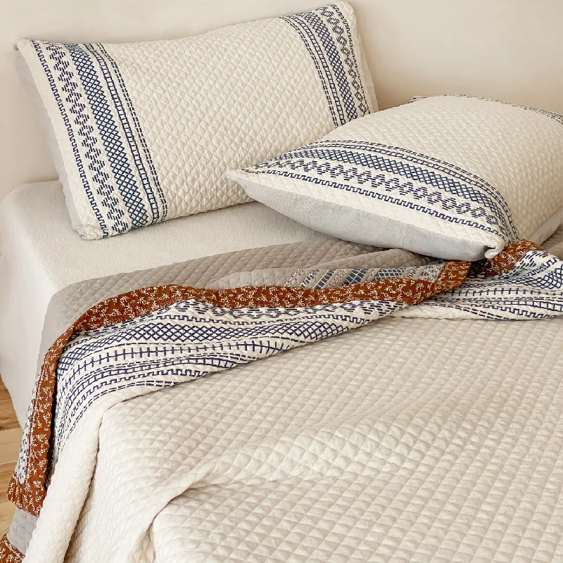 Luxury Quilted Jacquard Bedspread 3-Piece Set, Soft Cotton Thick Sheet, Machine Washable Coverlet, Smooth & Cozy Bedding