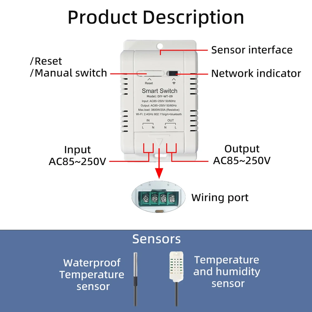 Ewelink WiFi Temperature Switch Mobilephone APP Control with Data Statistics Support IFTTT Automation Scenarios Function