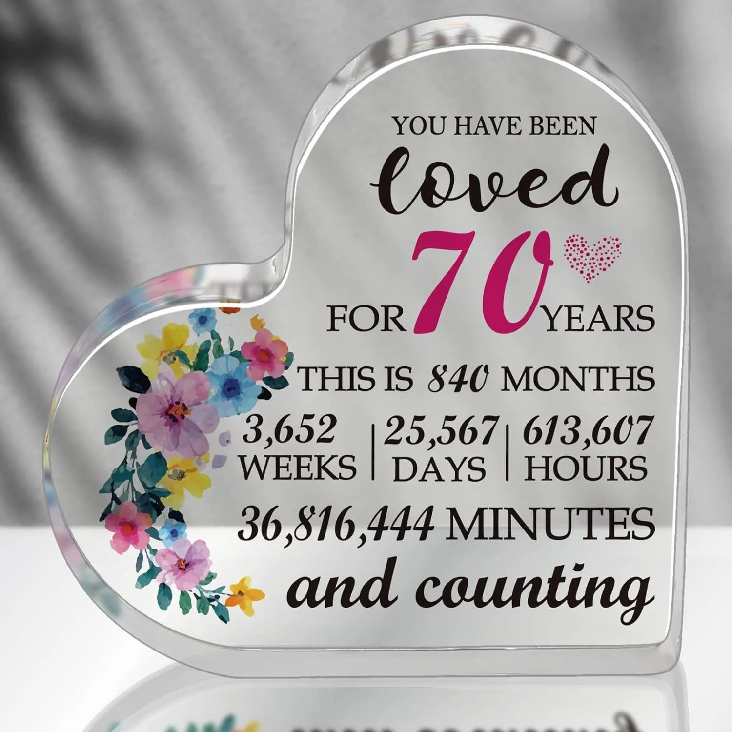 70th Birthday Gifts for Women,  70th Birthday Presents Idea for Women Mom Wife Grandma Turning 70 Acrylic Heart Keepsake