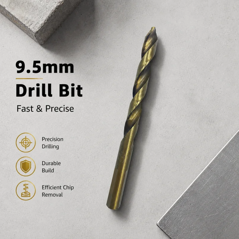9.5 mm Straight Shank Twist Drill Bit, Sharp Cutting Edge Drill Bit for Multi‑Material Hole Drilling