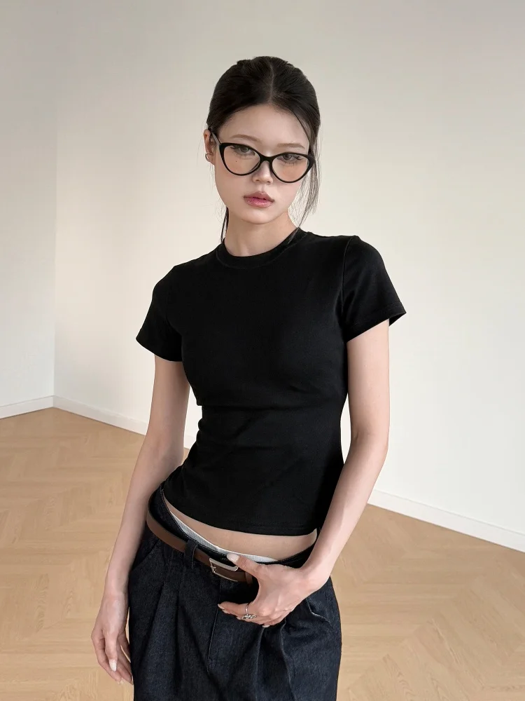 

Inbeowroom mat Color ort Sve T-irt Women's Slim Fit Basic ort Length round Ne Top Yoga Travel Casual