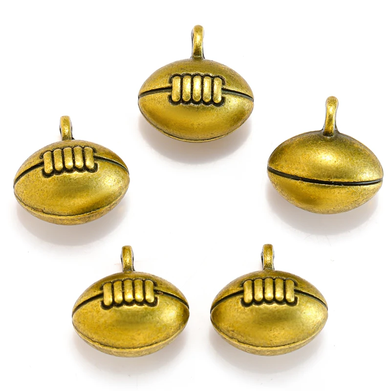 5pcs 5 colors alloy 3D Rugby Charm For Necklace Bracelet necklace Pendant DIY Jewelry Crafts Making Accessories 13*13*10mm J481 image 3