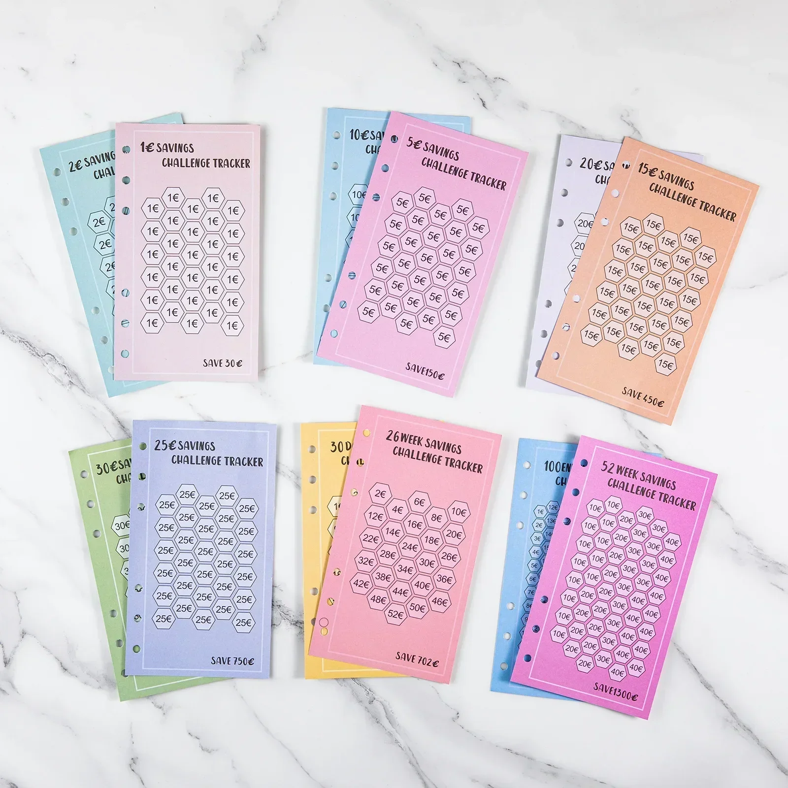 48 قطعة بطاقة توفير تكلفة المال 52 أسابيع حفظ التحدي A6 مغلفات ورق البطاقة يورو 30 يومًا توفير كتاب تخطيط الميزانية