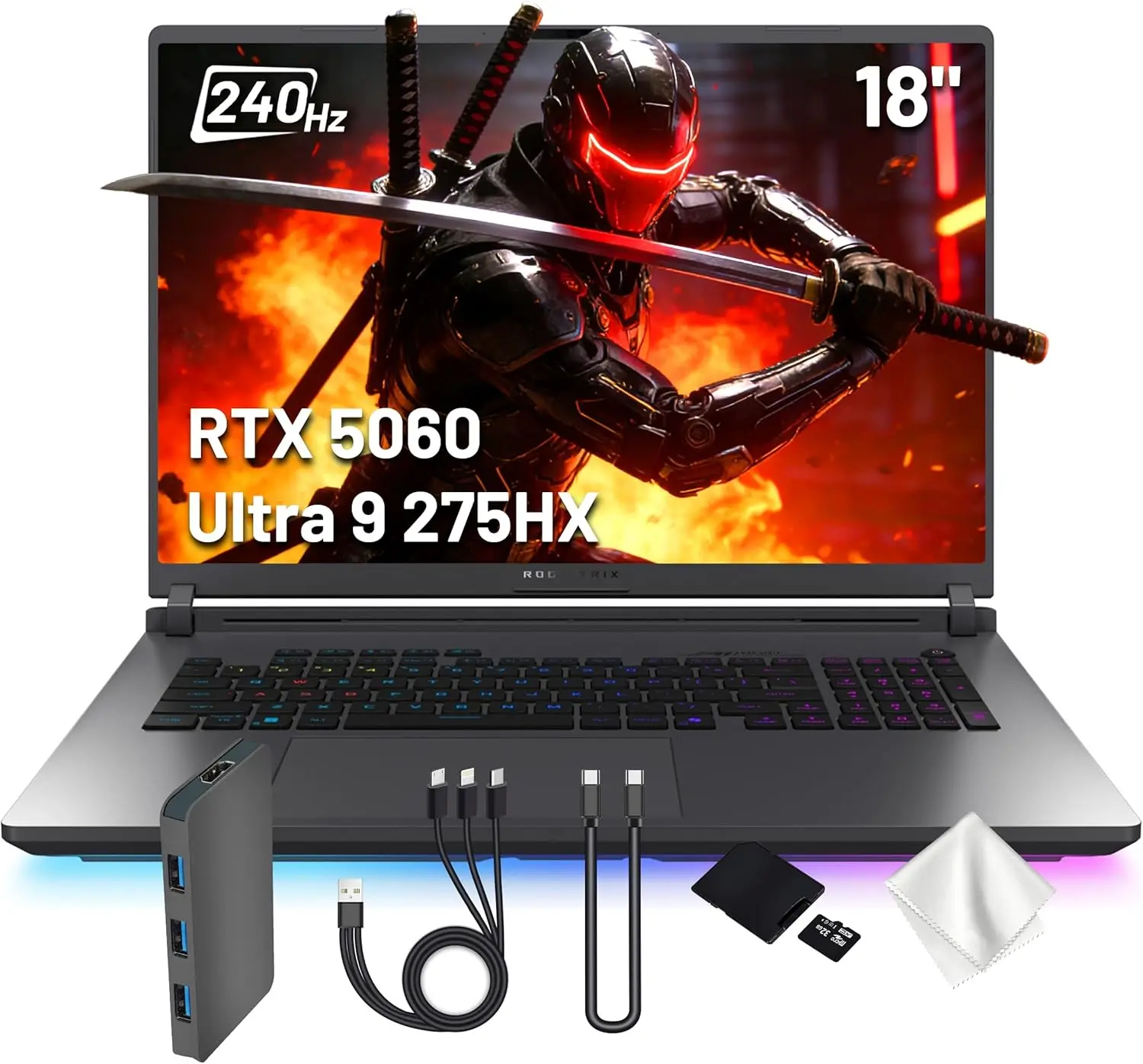 

Игровой ноутбук ASUS ROG Strix G18: Intel Ultra 9 275HX, NVIDIA GeForce RTX 5060, 64 ГБ DDR5, 5 ТБ хранилище (4 ТБ SSD и 1 ТБ док-станция)