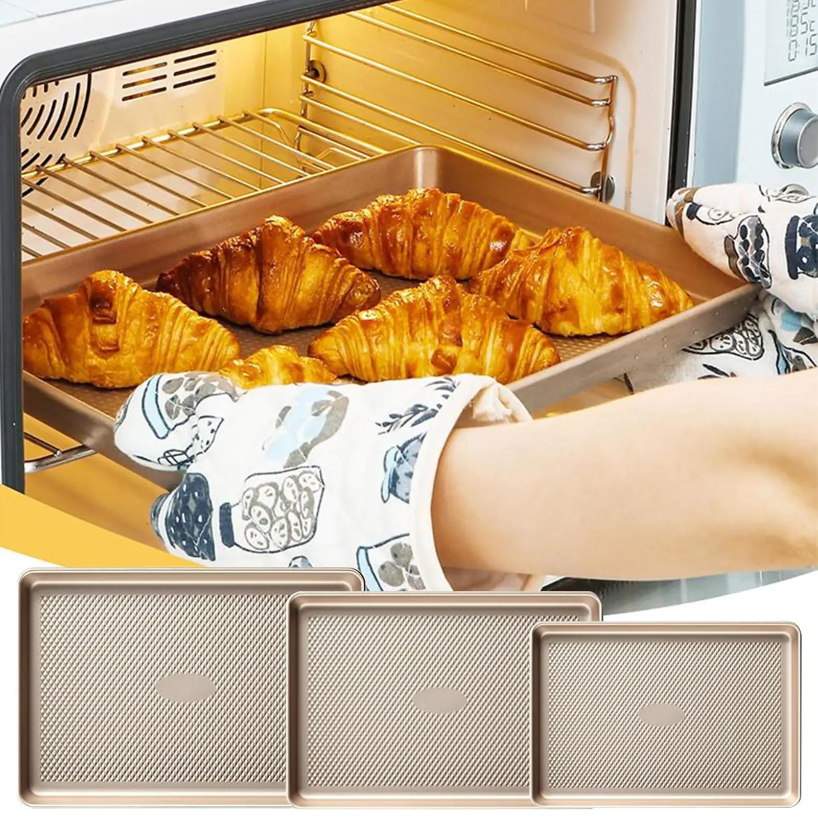 

Baking Pans For Oven Nonstick Carbon Steel Baking Sheets 3 Pieces Half Quarter Jelly Roll Bakeware Equipment For Kitchen