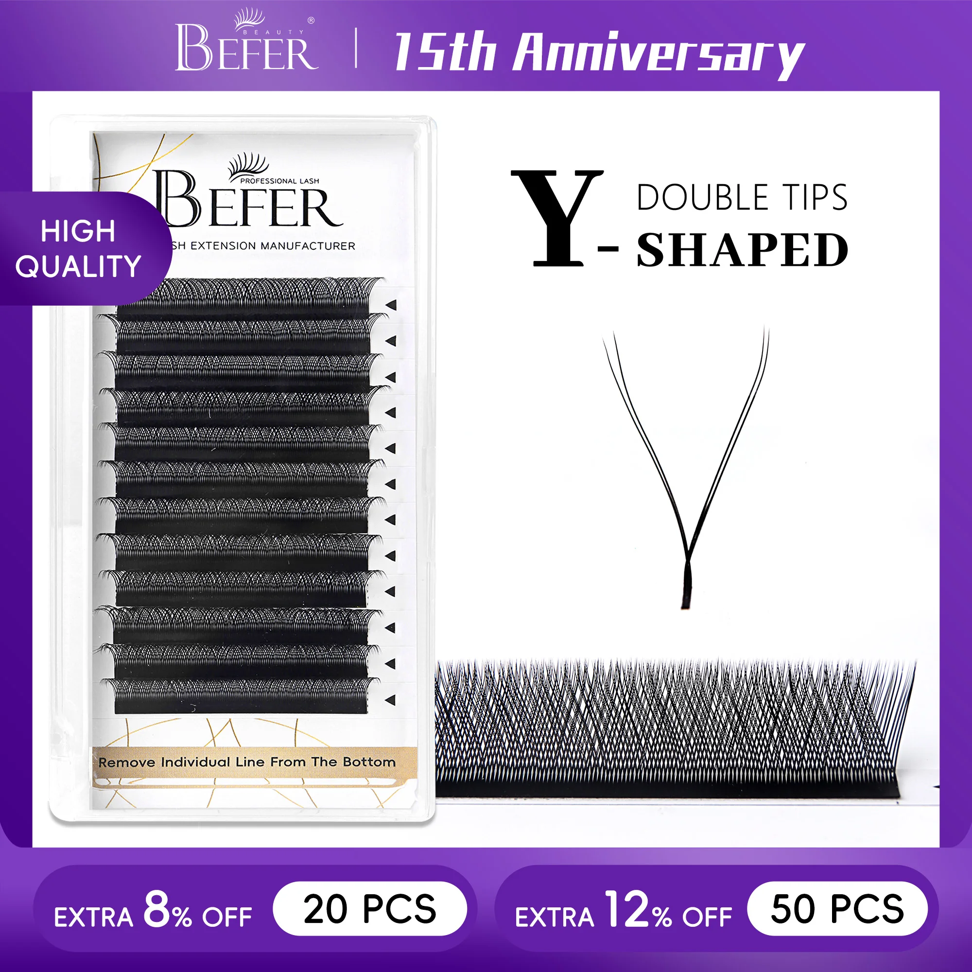 Befer Beauty Y Shape Lashes Extension Makeup Soft Natural Eyelashes Technological Fibers Eyelash Extensions Lash Supplies