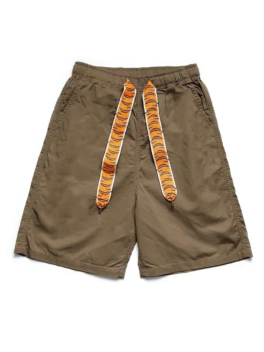 KAPITAL Vintage Kazuhiro Hirata Cotton Double-color Tiger Pattern Elastic Drawstring Solid-color Shorts Casual Pants