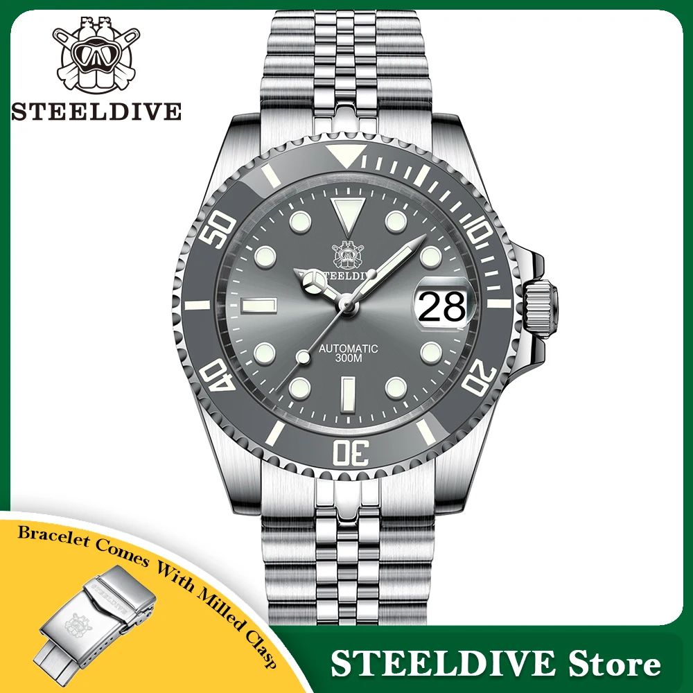 

SD1953 New In Gray Dial Stainless Steel NH35 Watch Steeldive 41mm STEELDIVE Brand Sapphire Glass Men Diver Watches reloj hombre