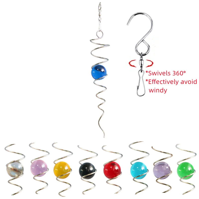 

Hanging Stabilizer Gazing Spiral Tail for Wind Spinner Accessories Outdoor Garden Ornaments Swivel Hook Crystal Glass Ball Decor