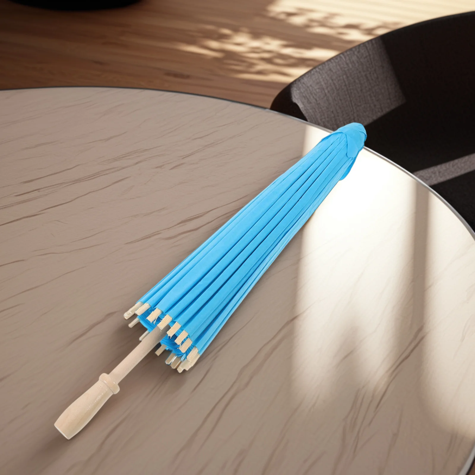 

Blank Blue Oiled Paper Umbrella DIY Kids Painting Craft Lightweight Portable Decorative Umbrella for Outdoor Parties School Art