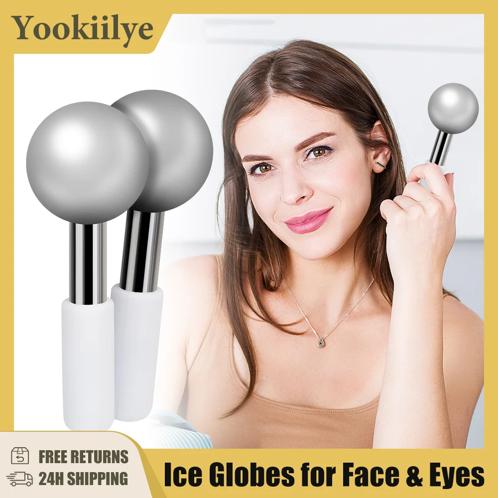 

Ice Globes for Facials Unbreakable Steel Cooling Roller Cryo Sticks for Face Massager for Eyes Skin Care for Puffiness Wrinkles