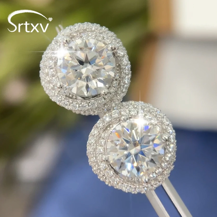 

Оригинальные серьги-гвоздики из стерлингового серебра 925 пробы с муассанитом 6CTTW VVS, круглые серьги-гвоздики с имитацией бриллианта 18 карат для женщин, подарочные ювелирные изделия