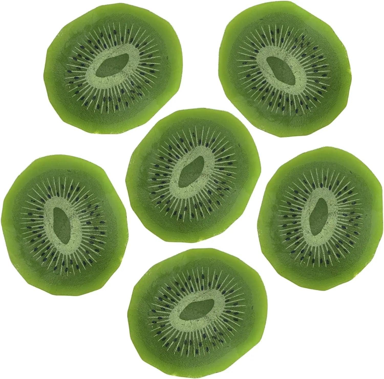 6pcs Artificial Kiwi Slice Fake Simulation Lifelike Realistic Green Plastic Slices for Home Party Fruit Bowls Decoration