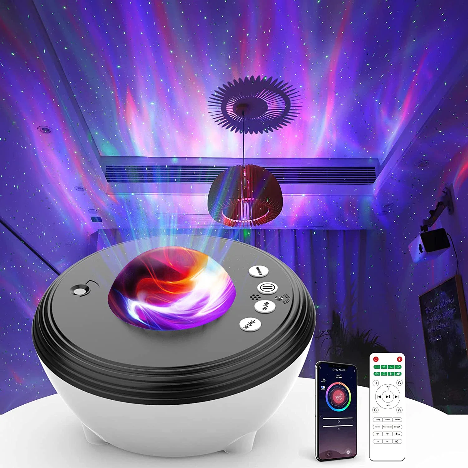 

Star Projector Galaxy Night Light Projector Work with Bluetooth Speaker White Noise Aurora Projector for Bedroom Kids Adults