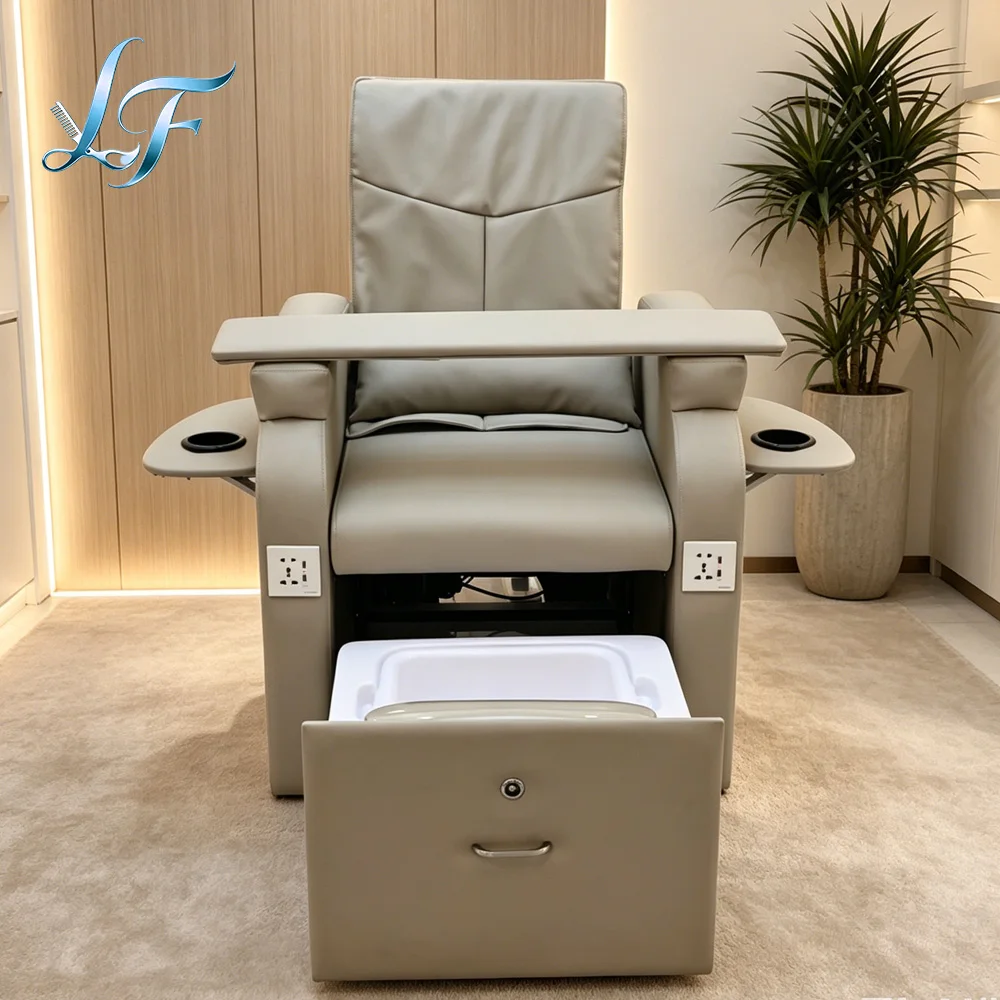 Luxury Electric Reclining Pedicure Foot Spa Chair No Plumbing Nail Salon Equipment