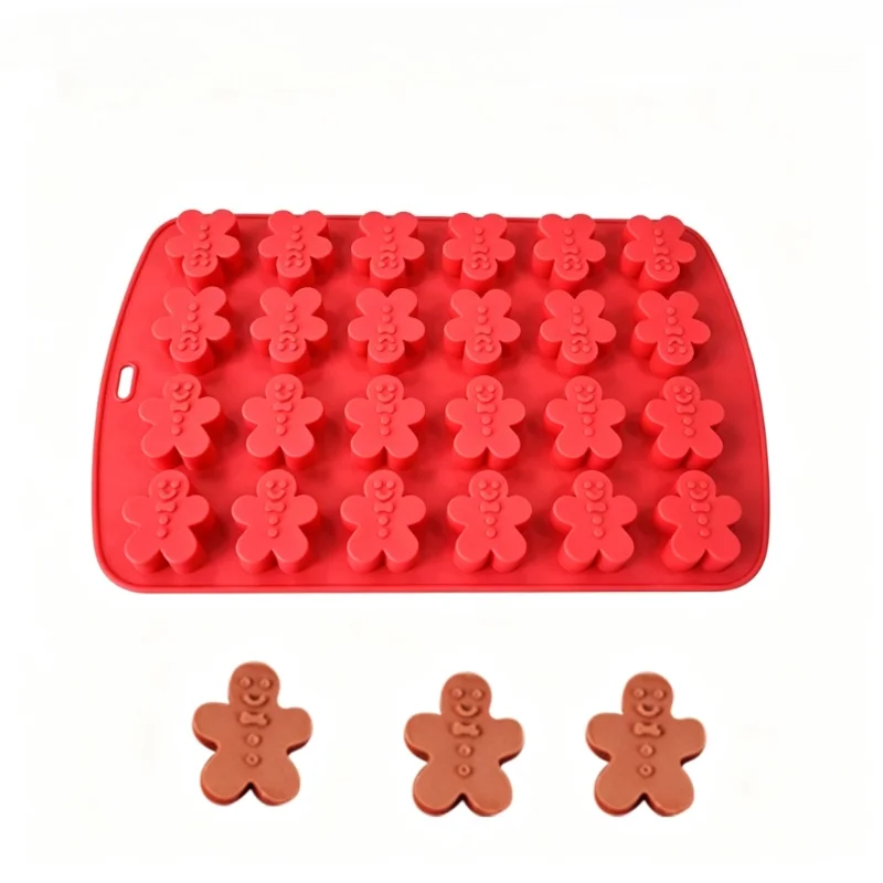 1pc  gingerbread man silicone mold 24-cavity easy release perfect for batch making Christmas cookies cakes and chocolates