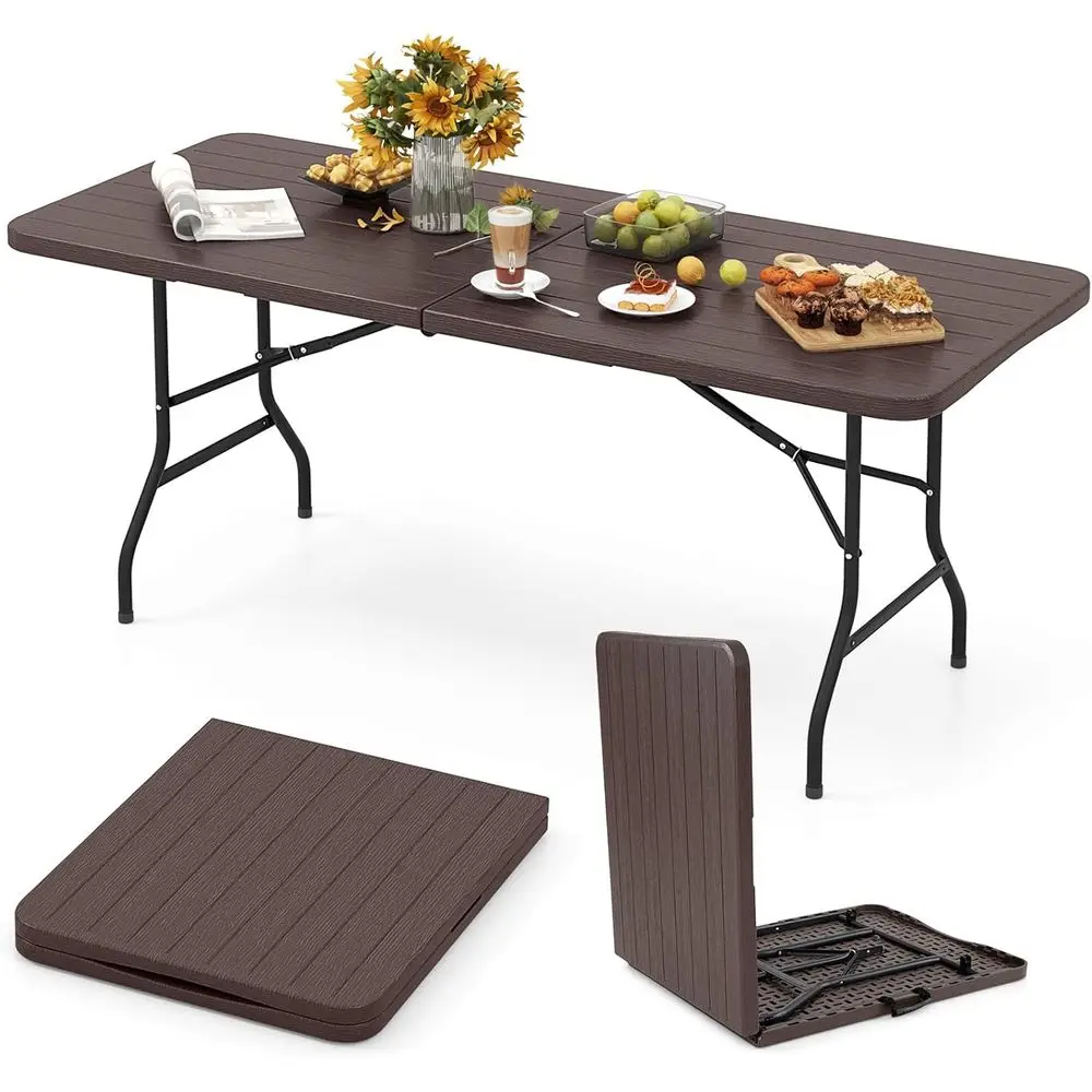 

Portable Heavy-Duty Outdoor Folding Table, 350 lbs Capacity, HDPE Top, Lockable, Ideal for Camping, Picnics, Parties