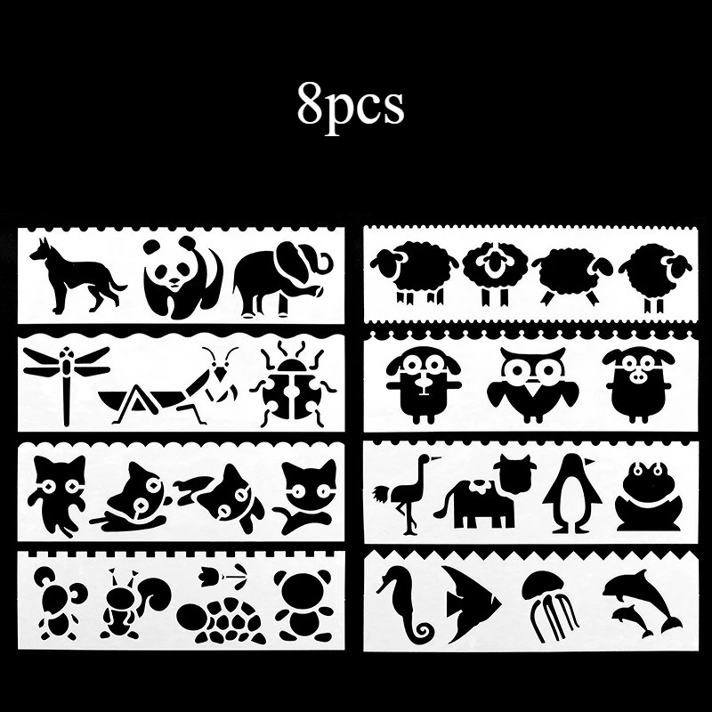 

Милые животные в форме DIY многослойные трафареты для рисования Скрапбукинг раскраска тиснение альбом декоративная открытка полый шаблон 8 шт./компл.