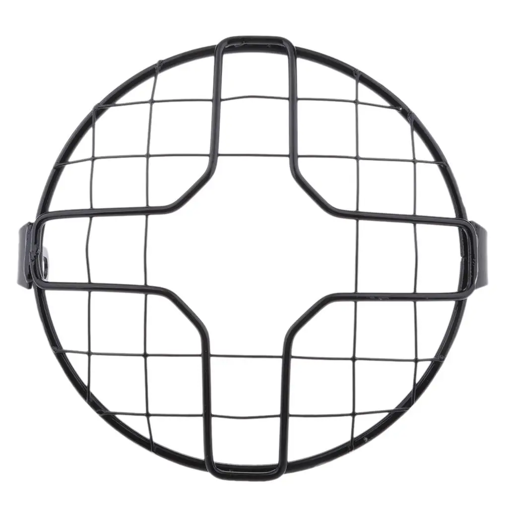 Motorcycle 7inch 175mm Headlight Mesh Grill Side Mount Universal Head Lamp Cover