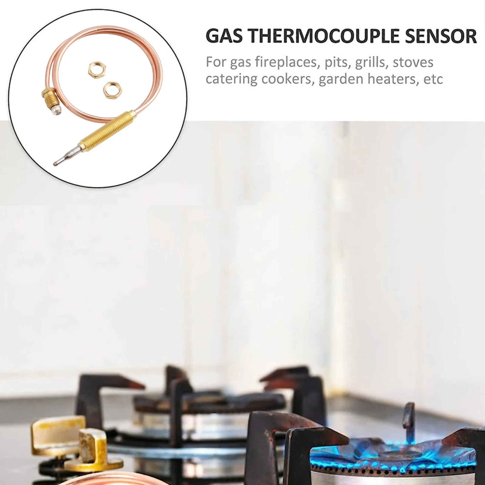 Sonda de rosca de termopar M8, sonda de repuesto de alta sensibilidad para quemadores de Gas, hornos, chimeneas, accesorios para barbacoa al aire libre, 1 ud.