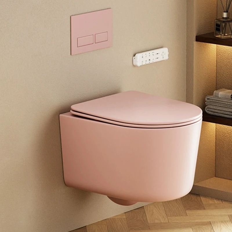 

Wall-mounted ceramic floating modern toilet pink color bowl bidet