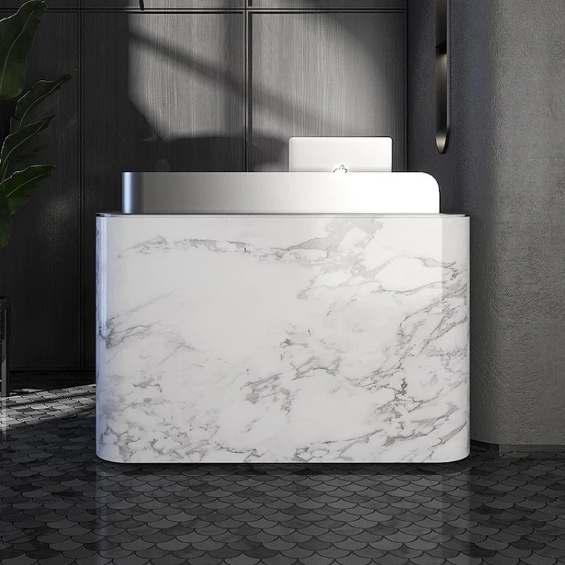 Modern Clothing Store Checkout Page Silver Light Luxury Simple Front Desk Receptionist Front Office Desks Workstations Furniture