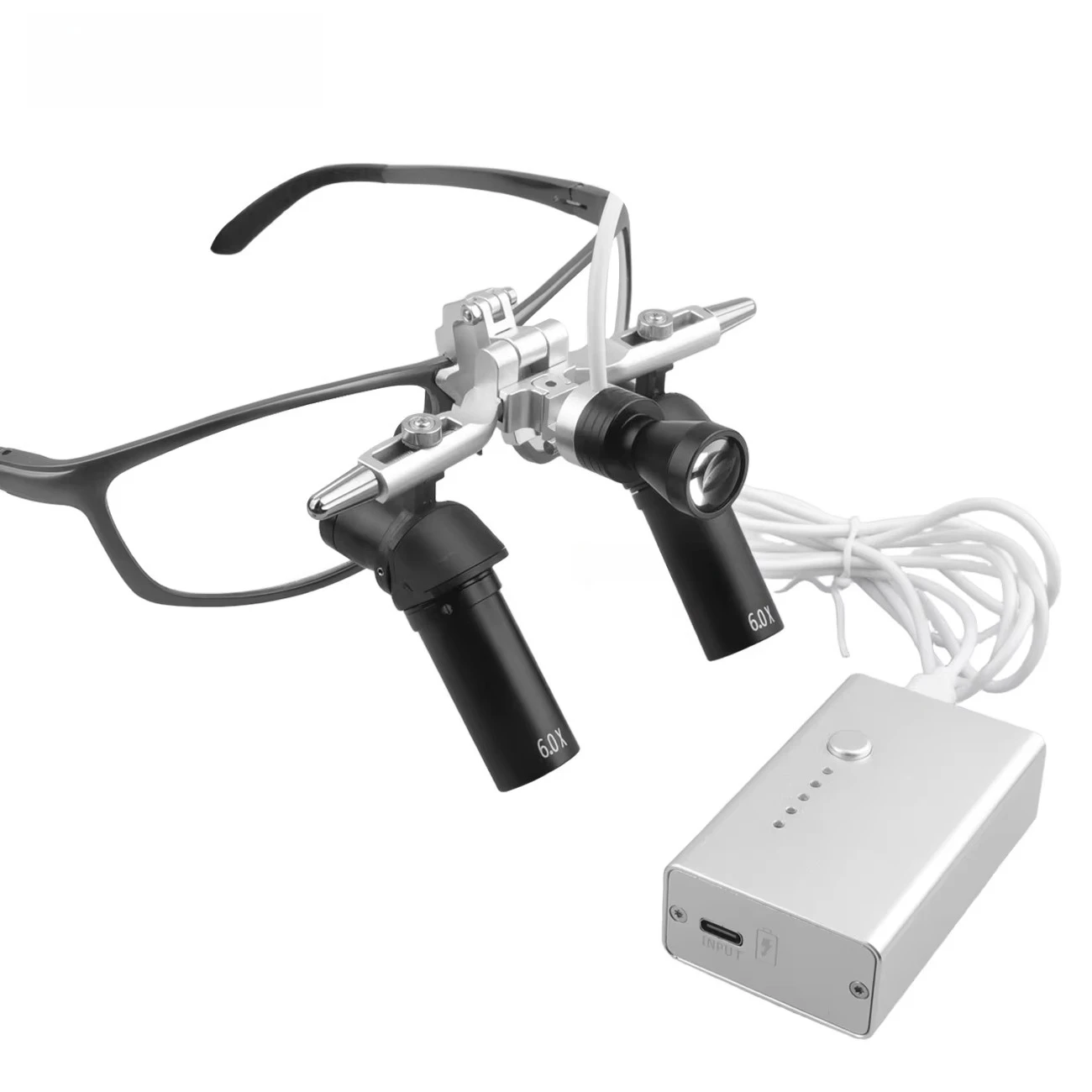 

6x High-Definition Optical Lens Dentals Surgical Loupes 350-420mm Adjustable Working Distance LED Light Power Machinery