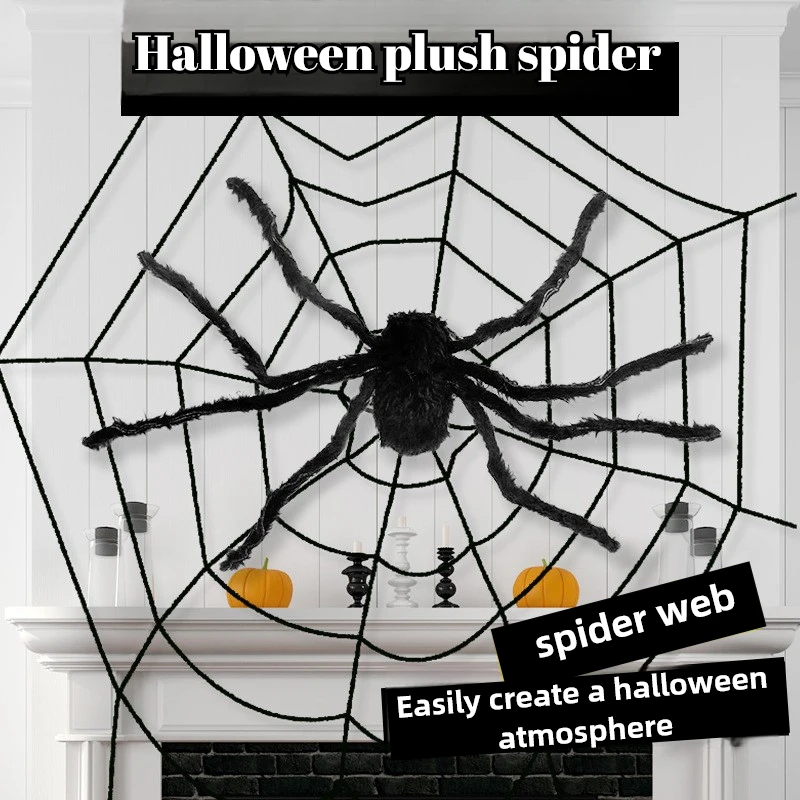 

Halloween Hairy Spider,Realistic Giant Scary Spider Props Decoration Black White Fake Spider Web for Indoor and Outdoor Decor
