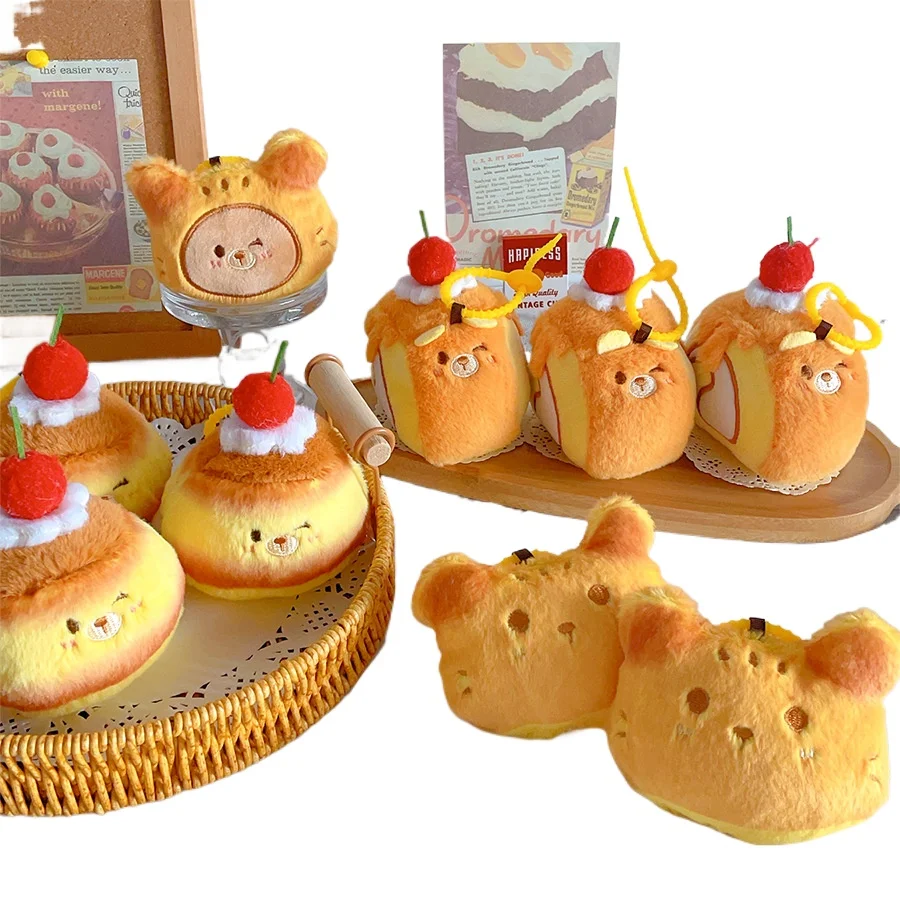 

Bear Cake Plush Cartoon Cute Model Pendant Backpack Decoration Keychain Dessert Soft Doll Children Toy Boy Girl Birthday Gift