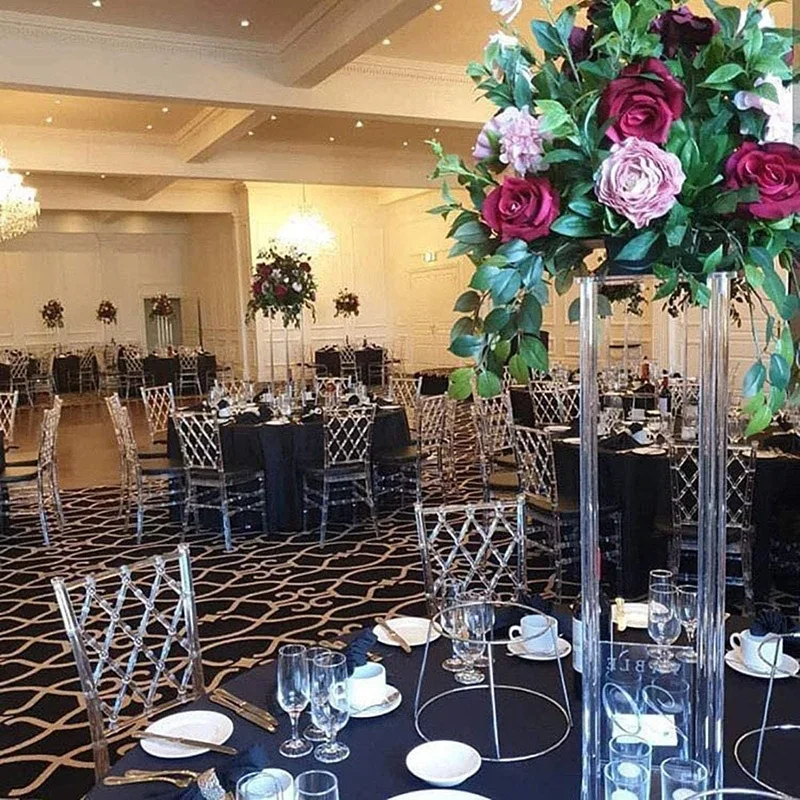 Table Flower Clear Decoration  Bride Event Party Lead Guide Hotel Wedding Centerpiece Acrylic Plinth Display Stand Manufacturer