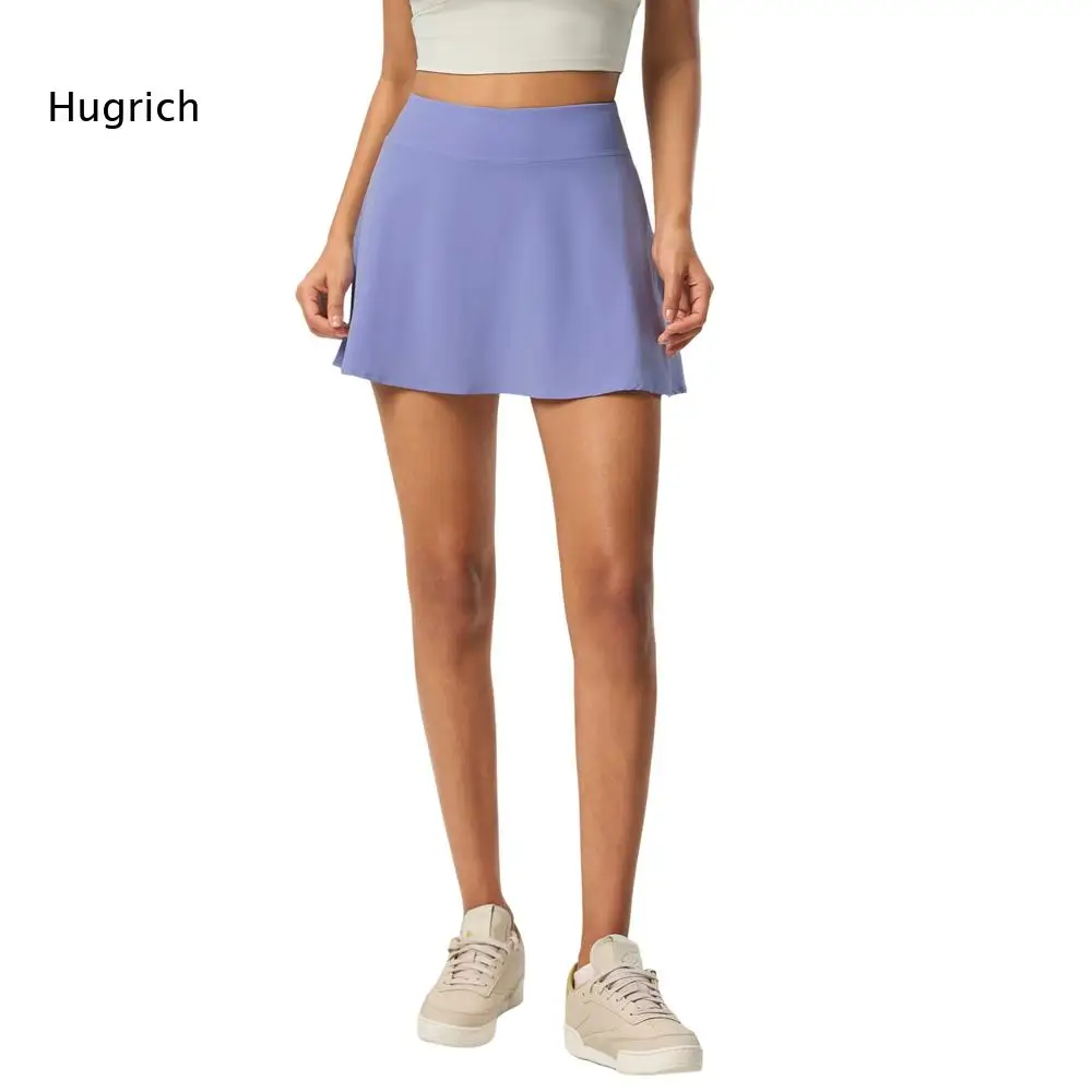 Body Friendly Quick Dry Workout Skort High Waist Hidden Side Pockets Outdoor Hiking Training Women Sport Mini Skirt