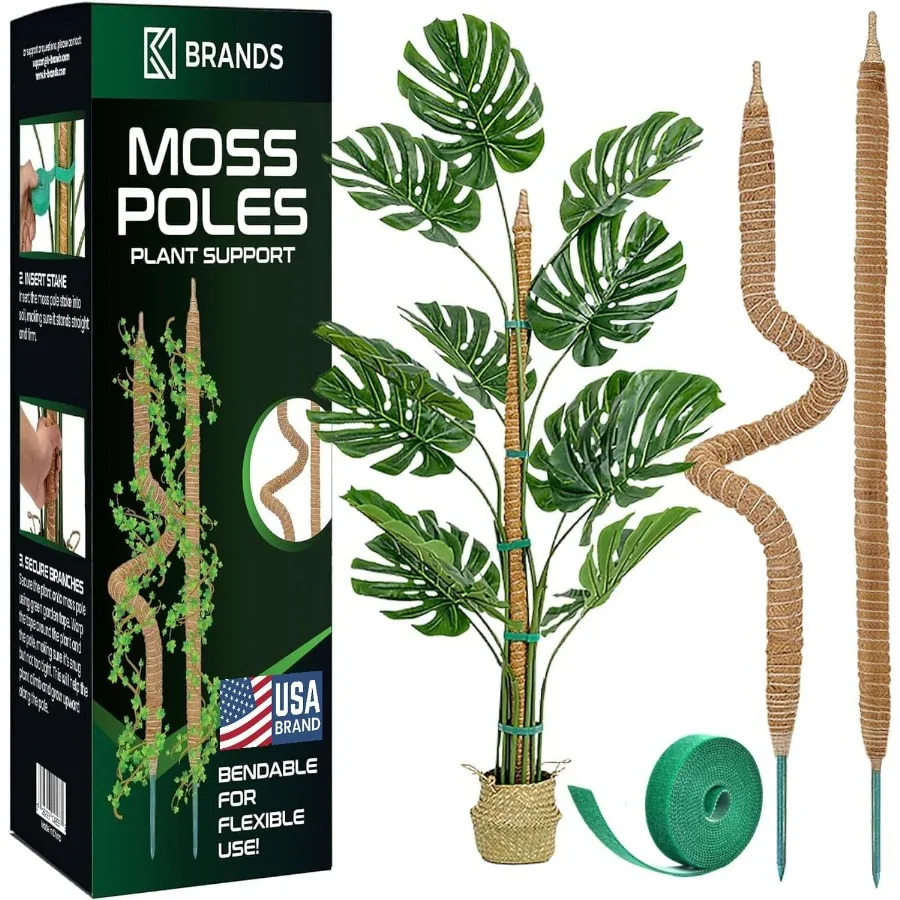 

2 Pack 28'' Bendable Moss Pole Monstera Plant Support for Climbing Indoor Plants Stakes for Potted Climbers Tall Sticks Indoor