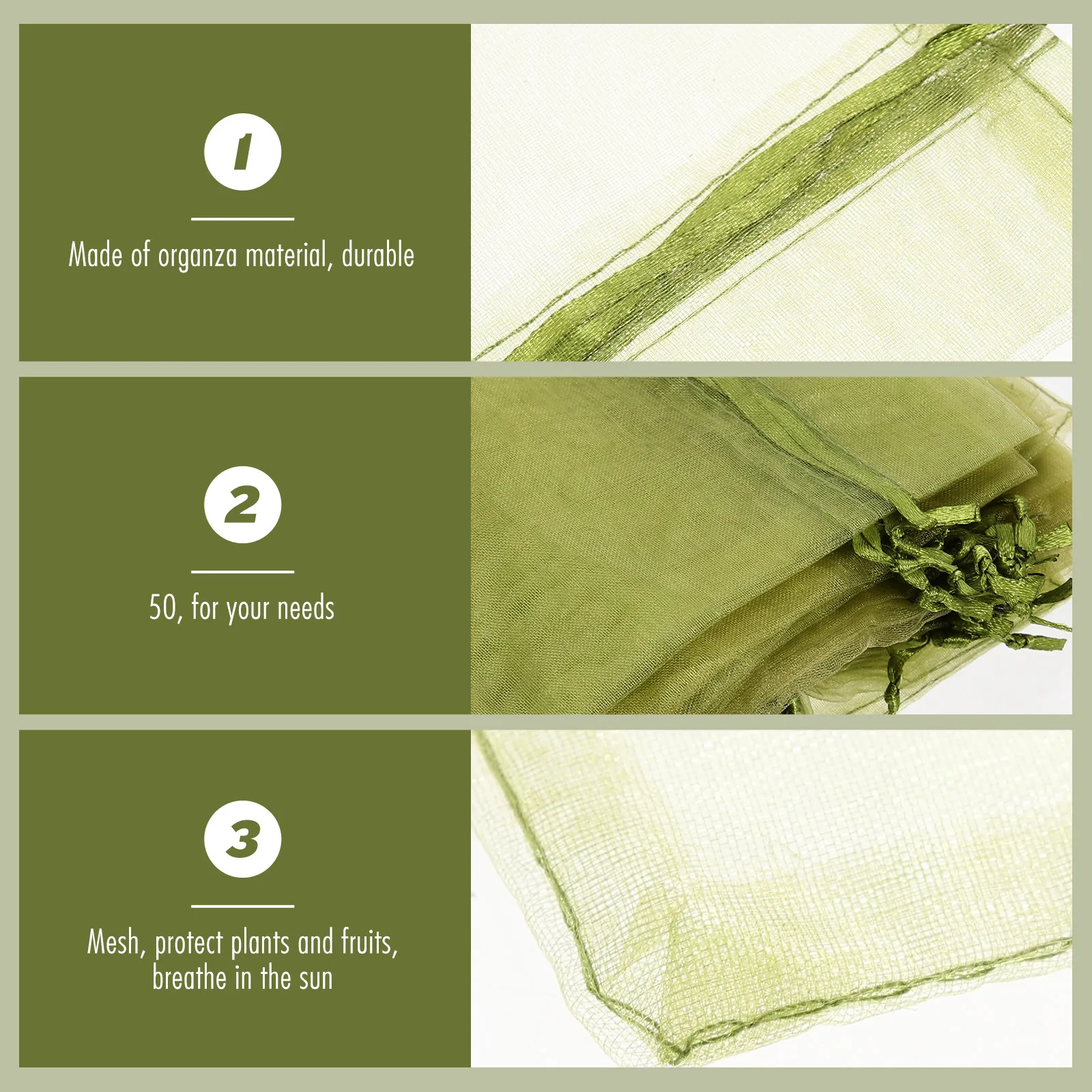 50Pcs Fruit Protection Bags Anti-Insect Mesh Pouches Durable Reusable for Organic Gardening Fruit Mesh Bags Netting Pouches