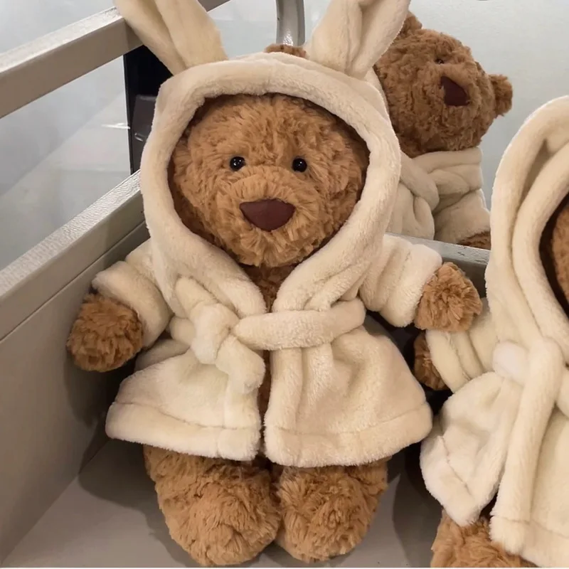 

26cm Kawaii Jc Bathrobe Bear Plush Doll Baby Sleeping Soothing Toy Child Birthday Gift Soothing Toy Decorative Gift