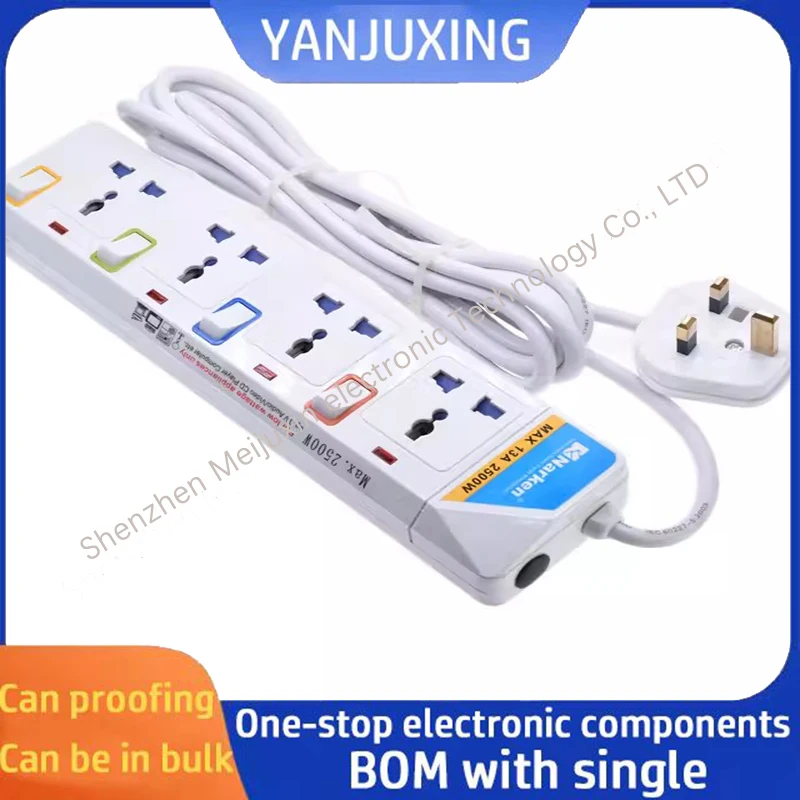 Socket with safety door perforated drag cable board Socket board with cable home office multifunctional socket switch indicator