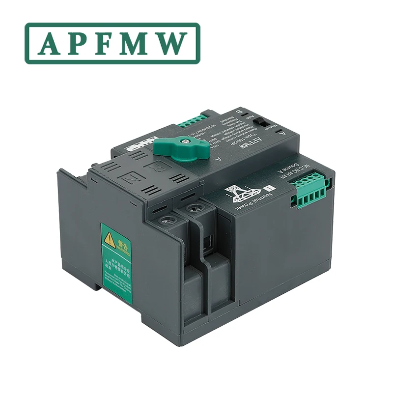 APFMW 2P 220V Dual Power Automatic Din Rail  Transfer  Switches Uninterrupted 16-100A