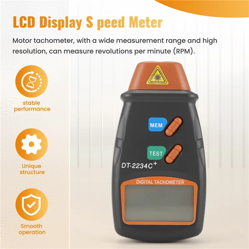 

【Today-Only!】Digital Tachometer Rpm Meter Non-Contact 2.5Rpm-99999Rpm Lcd Display Speed Meter Dt2234c Tester Speed